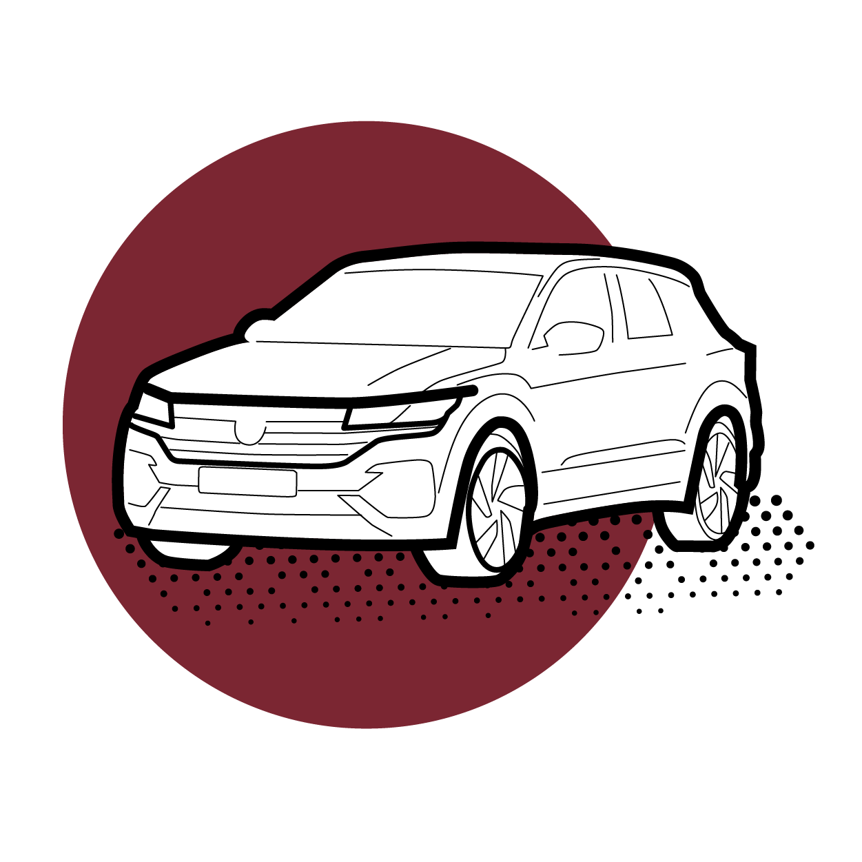 Illustration im Comic-Stil eines VW Tiguan